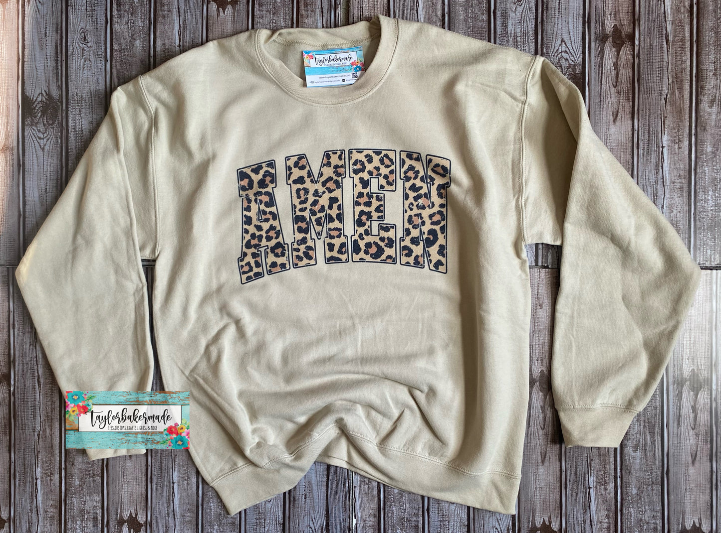 Leopard AMEN Christian Crewneck Sweatshirt