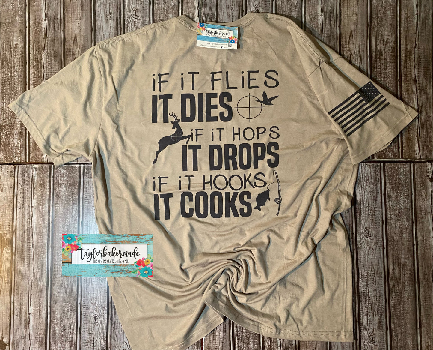 If It Flies It Dies If It Hops It Drops If It Hooks It Cooks T-Shirt