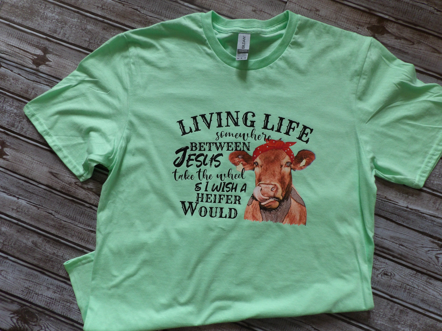 Living Life Somewhere Between Jesus Take The Wheel T-Shirt