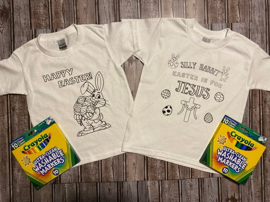 Easter Coloring Shirts, Color Your Own Shirt for Kids Markers Included