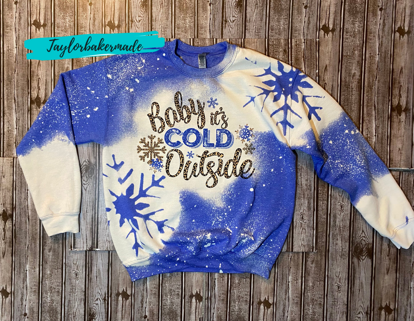 Baby It's Cold Outside Bleached Snowflake Sweater