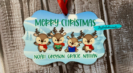 Personalized Reindeer Family Christmas Ornament