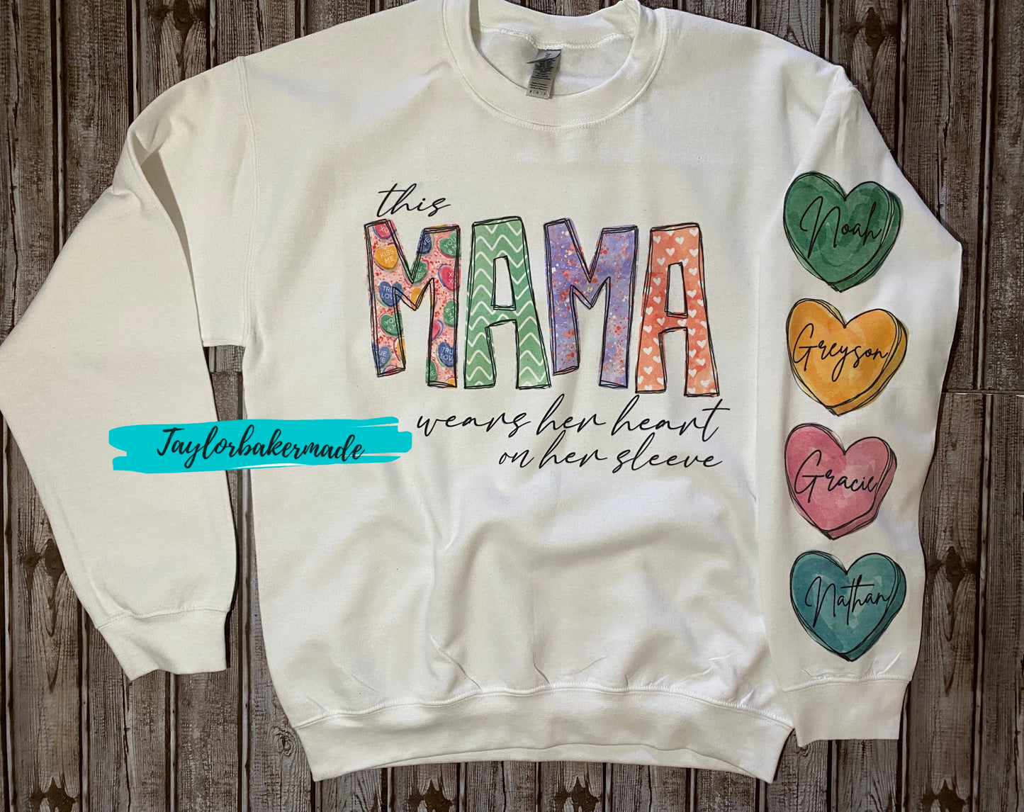 This Mama Wears Her Heart On Her Sleeve Custom Shirt