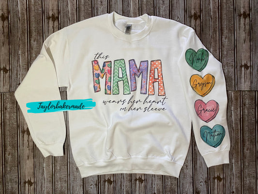 This Mama Wears Her Heart On Her Sleeve Custom Shirt