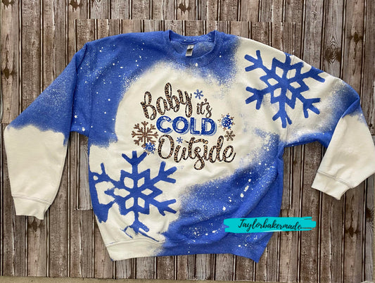 Baby It's Cold Outside Bleached Snowflake Sweater