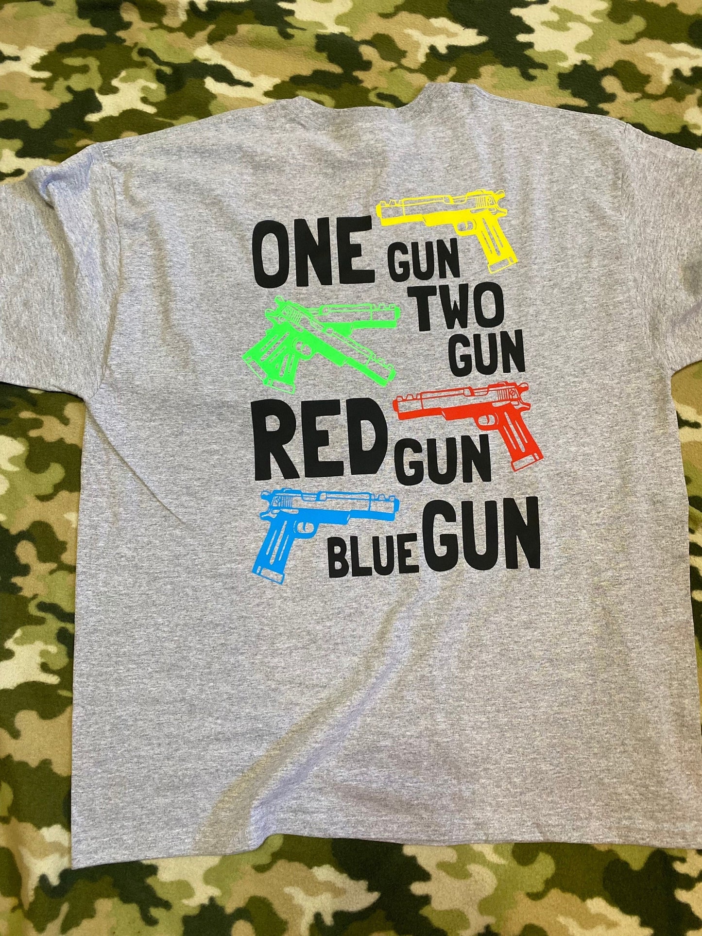 One Gun Two Gun Red Gun Blue Gun T-Shirt