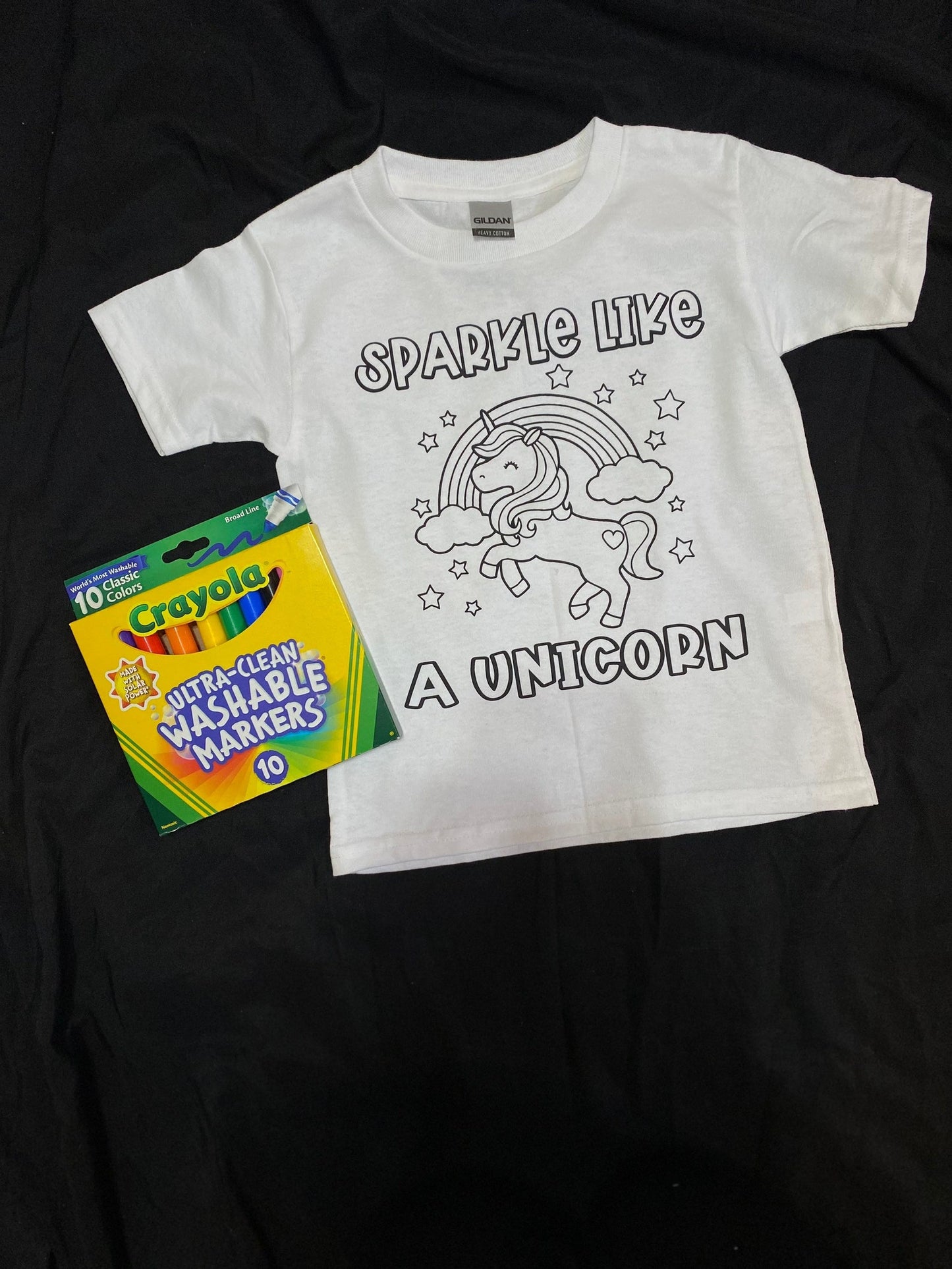 Unicorn and Rainbow Coloring Shirts, Color Your Own Shirt for Kids Markers Included