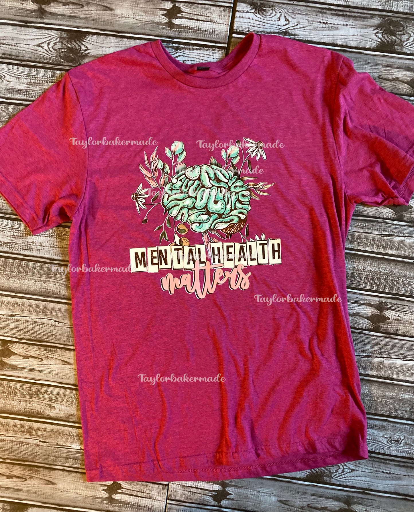 Mental Health Matters Awareness Brain With Flowers T-Shirt