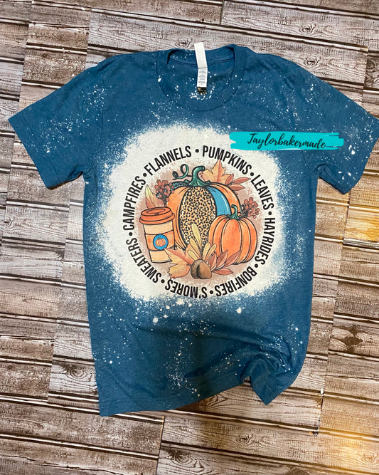 Flannels Pumpkins Leaves Hayrides Bonfires Fall T-Shirt