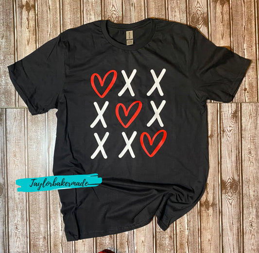 'Tic Tac Toe 3 Hearts in a Row Love Wins Valentines Day Shirt