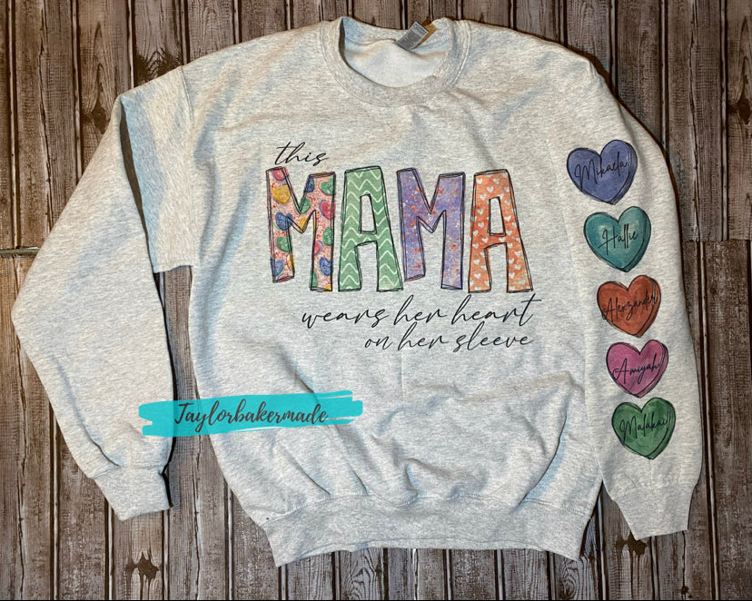 This Mama Wears Her Heart On Her Sleeve Custom Shirt