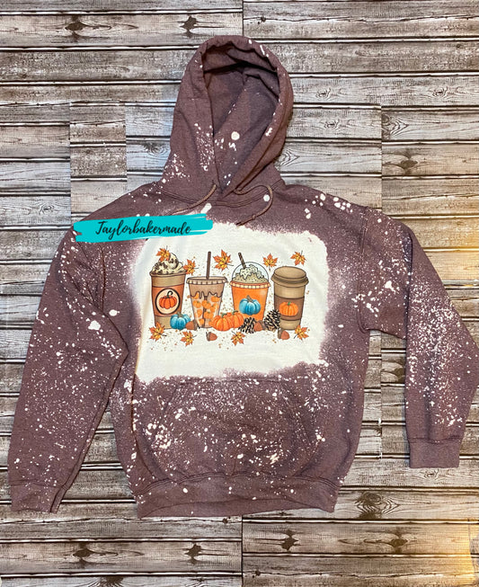 Pumpkin Fall Bleached Hoodie