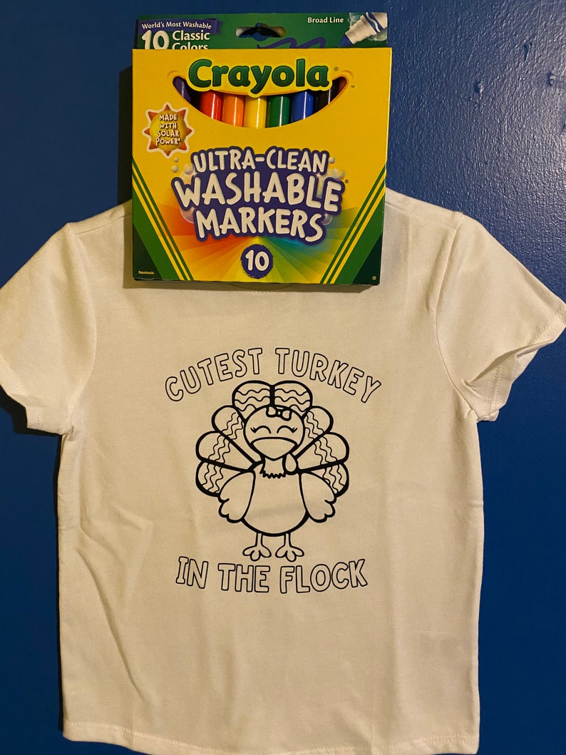 Thanksgiving Coloring Shirts, Color Your Own Shirt for Kids Markers Included